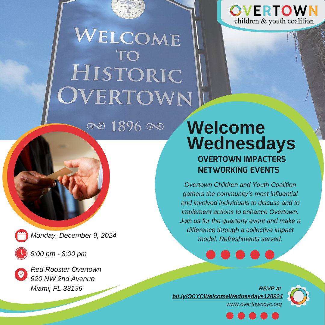 OvertownCYC (@overtowncyc) on Twitter photo Overtown Children & Youth Coalition Welcome Wednesdays—Overtown Impacters Networking Events. A gathering of Overtown's most influential and involved individuals to enhance our community collectively. RSVP bit.ly/OCYCWelcomeWed…… #OCYCWelcomeWednesdays #GetInvolvedInOvertown Overtown Children & Youth Coalition Welcome Wednesdays—Overtown Impacters Networking Events. A gathering of Overtown's most influential and involved individuals to enhance our community collectively. RSVP bit.ly/OCYCWelcomeWed…… #OCYCWelcomeWednesdays #GetInvolvedInOvertown