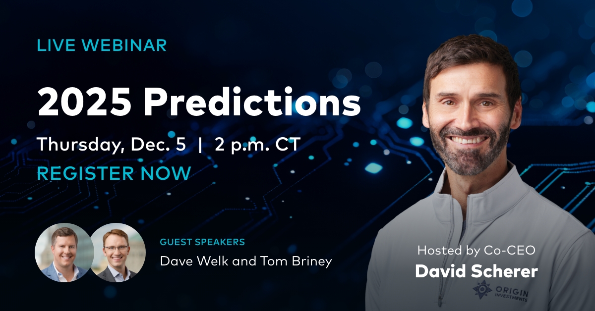 Origin Co-CEO David Scherer boasts a 94% accuracy in multifamily market predictions since 2019. Join David and key members of the Origin team on Thursday, Dec. 5 at 2 p.m. CT for a webinar as they discuss 2025 predictions for the multifamily market. &gt; bit.ly/40YJdna