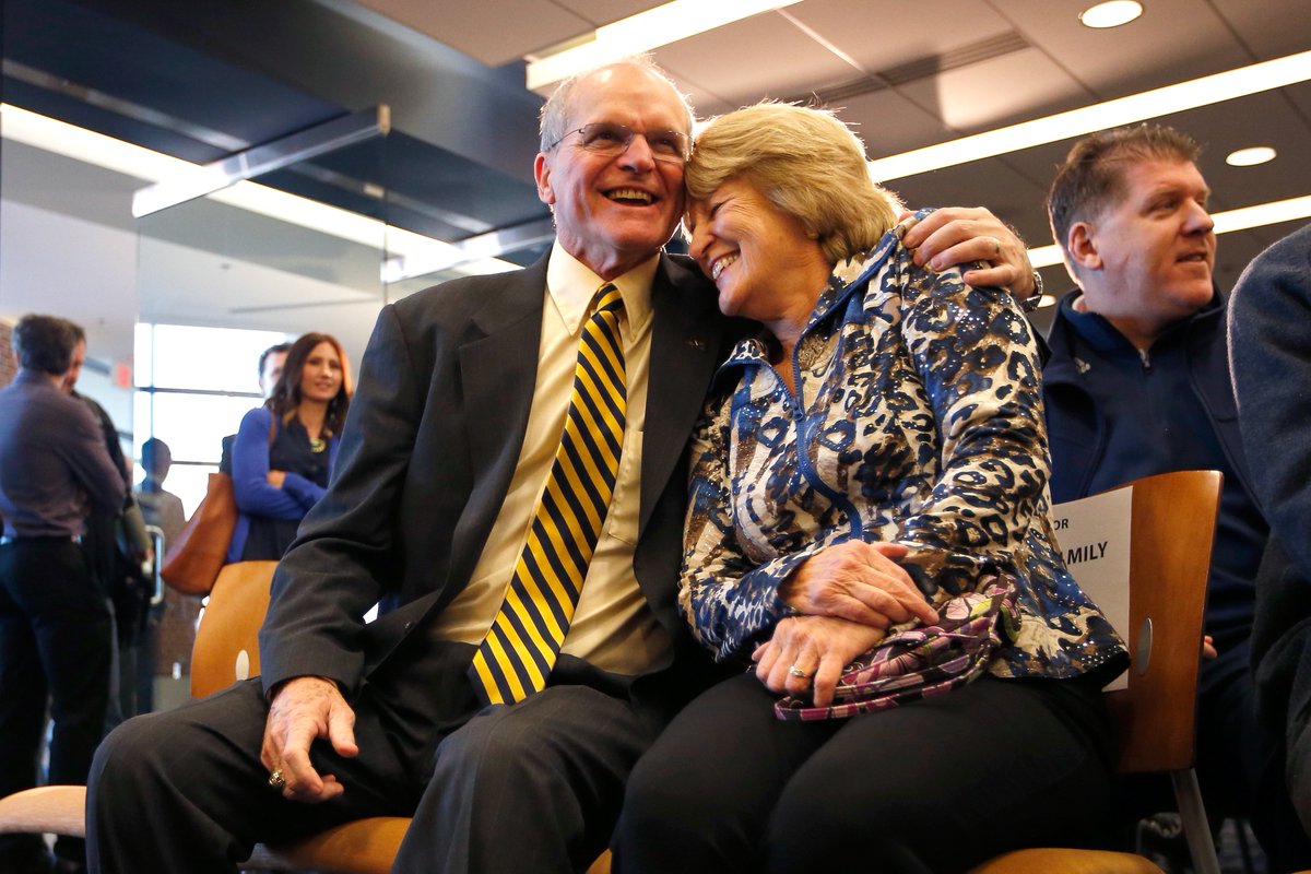 Jackie and Jack Harbaugh will not be attending tonight’s Ravens-Chargers game in Los Angeles. Instead, they will be with their daughter Joani, son-in-law Tom Crean, and their two grandchildren in Florida, celebrating their 63rd anniversary.

“Back in 1957 in that biology class, I