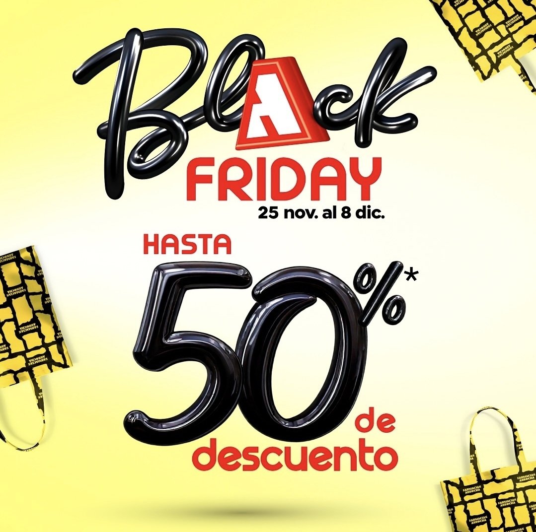 🔥 ¡Black Friday en Farmacias Arrocha es el momento para ahorrar! 🔥
Desde el 25 de noviembre hasta el 8 de diciembre, disfruta de hasta 50% OFF en todas las categorias:
🏠 Hogar, 💄 Belleza, 🎮 Play Zone, 🧴 Cuidado Personal, 📚 Escolar… ¡y mucho más!