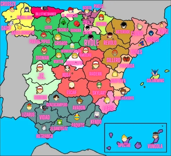 El mejor jugador actualmente de cada provincia de España, siguiendo como guía el ranking actual de España y rankings recientes por región, a su vez de resultados recientes si se carece de ranking reciente, me he guiado por la provincia que tiene cada usuario asignada en SBS!
