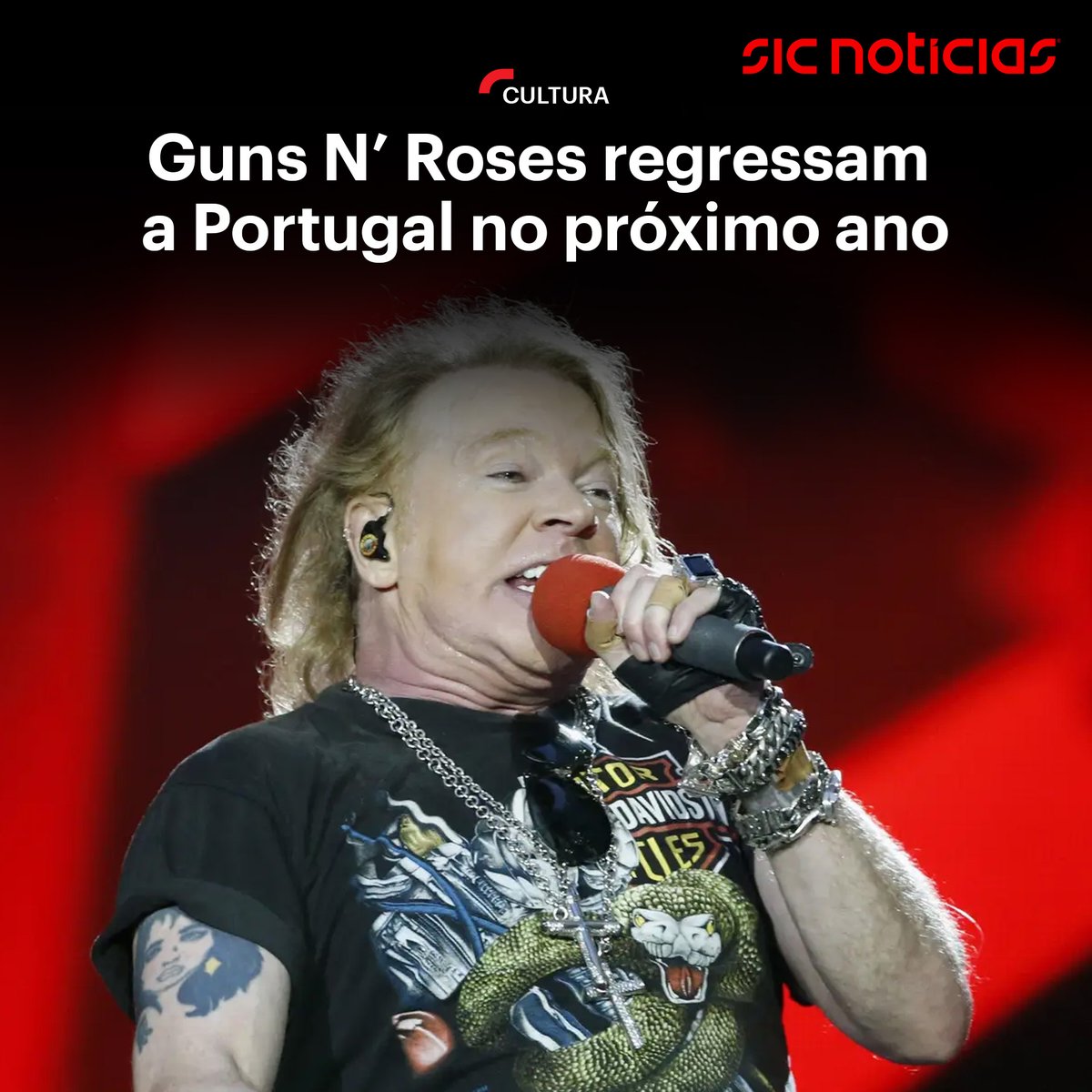 SICNoticias's tweet photo. Está confirmado. Os Guns N’ Roses vão voltar a Portugal no próximo ano. A banda liderada por Axl Rose, Slash e Duff McKagan vai dar um concerto no Estádio Municipal de Coimbra, segundo apurou a SIC.

Saiba mais em https://t.co/lwvAv3YACA

#news #musica #cultura #gunsnroses #portugal #coimbra #concerto #sicnoticias #news #informacao