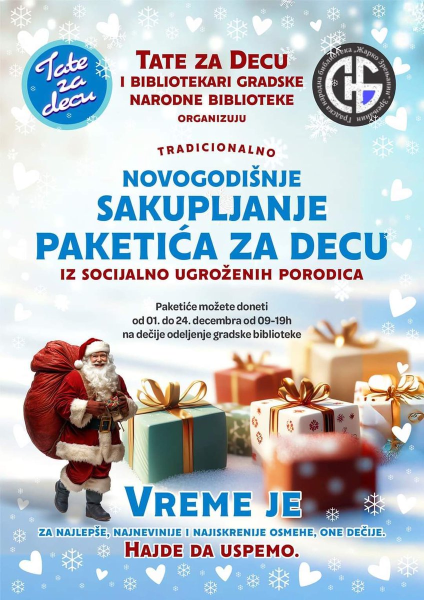 Zrbiblio's tweet photo. Prošle godine sakupili smo preko 1.000 paketića za decu iz Zrenjanina i 24 naseljena mesta u okolini. Neka solidarnost i ljubav i ove godine budu najlepše sile koje su s nama! ♥️✊ https://t.co/DpVD0zRfXB
