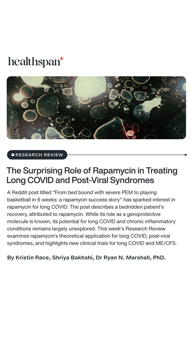healthspanmed's tweet photo. New Research Review: The Surprising Role of Rapamcyin in Treating Long COVID and Post-Viral Symptoms: https://t.co/UbR8RPijpf https://t.co/QgW5nE6KNi