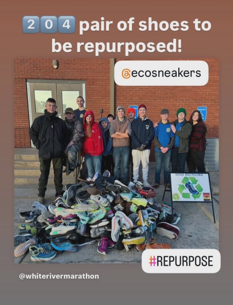 Big shout out to Whiter River Marathon for their awesome job collecting 204 pairs of recyclable sneakers at a sneaker recycling drive this past Saturday!