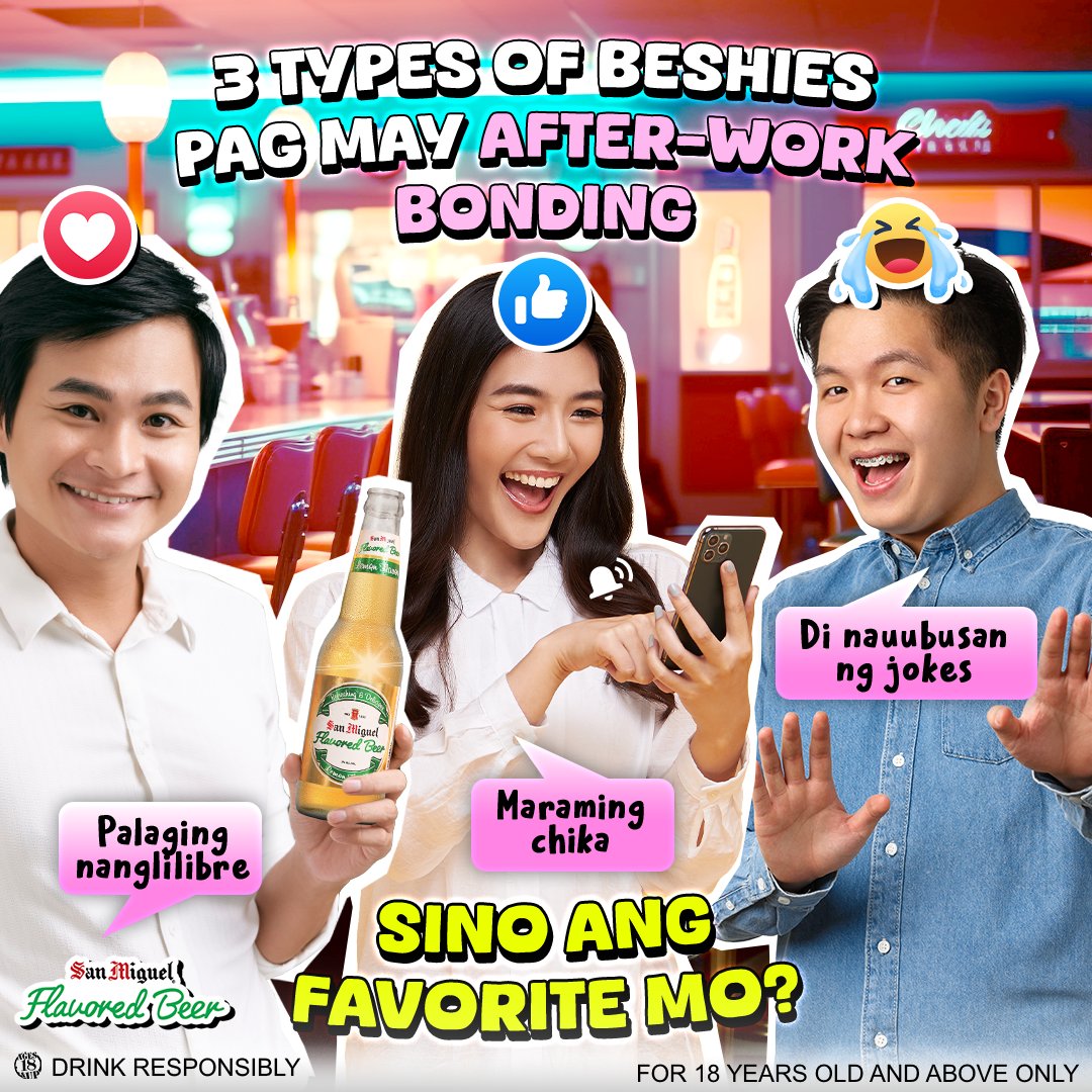 SMFBPH's tweet photo. Pwede ring sagot ay yung beshie na nakakuha na ng 13th month bonus! 😆 Celebrate na at sana sagot nila ang #Sweeeet San Miguel Flavored Beer sa hangout.   

ASC Ref No. S0102P111524S https://t.co/hoQUL6opyJ