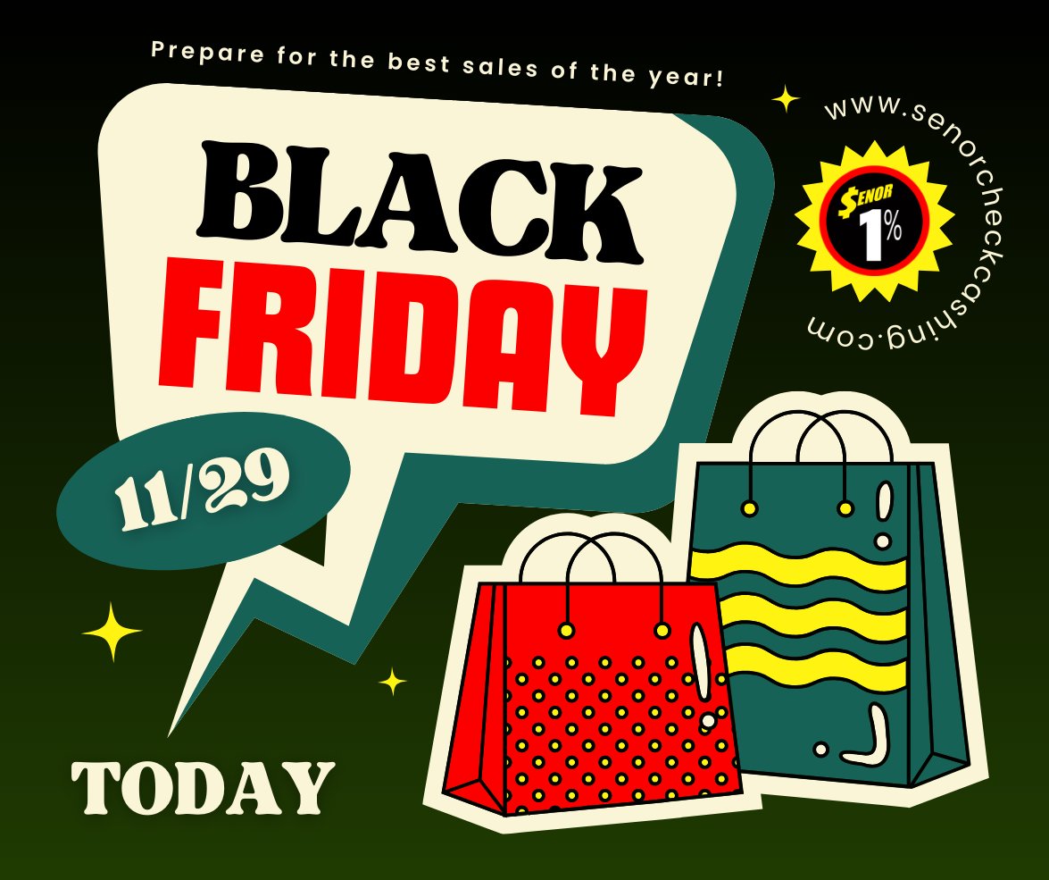 Black Friday deals are calling! Don’t let your budget hold you back, cash your checks fast at Senor Check Cashing and hit those sales with confidence. 🛍️🎉
#checkcashing #BlackFriday #Deals #houston #texans #shopping #paycheck #htx #dfw #finance #senor