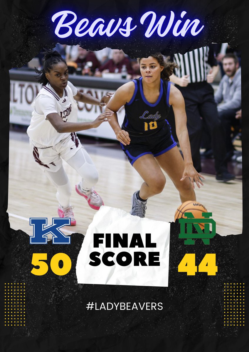 The Lady Beavers fight off Notre Dame in the first game of their Thanksgiving Classic by a score of 50-44. They were led by: 

Reese Roberts w/ 15 points 
Rylee Roberts w/ 14 points 
Kiki Clay w/ 10 points 
Lauren Martin w/ 9 points