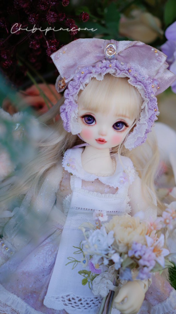 chibipinecone's tweet photo. 「Violet Dream」の即納品１点ずつ入荷いたしました。お気になさった方はぜひよろしくお願いします。
Violet Dream：
https://t.co/1JTowXD9H4
#松ぼっくり服
#volks 
#うちの子かわいい https://t.co/nLfU3zL85B