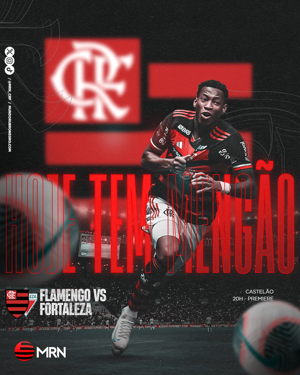 sitejornaldofla's tweet photo. HOJE TEM FLAMENGO ❤️🖤
O Mengão vai enfrentar o Fortaleza às 20 horas, na Arena Castelão. 🏟️
A partida terá transmissão do Premiere! 📺
#PraCimaDelesFlamengo #MundoRubroNegro https://t.co/7TlJ3eHW9v