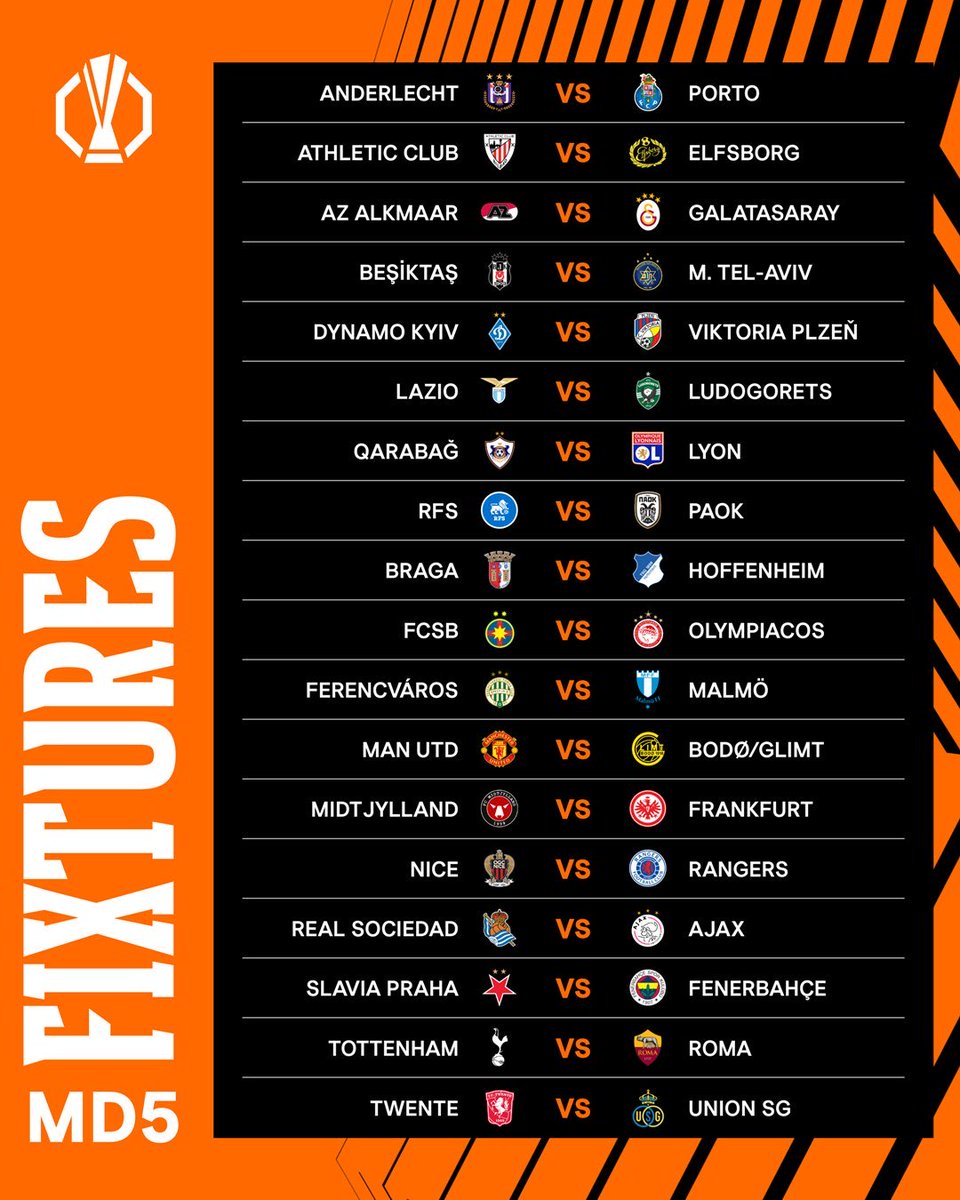 Davids_era_2003's tweet photo. MD5 UEFA Europa League is here.
Any surprises?๐ฅณ๐
#UEL | #ANDPOR | #ATHELF | #AZGAL | #BESMTA | #DYKPLZ | #LAZLUD | #QARLYO | #RFSPAOK | #BRAHOF | #FCSBOLY | #FENMAL | #MUNBOD | #MIDFRA | #NICRAN | #RSOAJX | #SLPFEN | #TOTROM | #TWEUSG https://t.co/TSHArm61xz