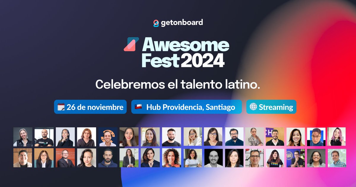 DS4BCommunity's tweet image. Cerramos el año con la 5ta edición del #AwesomeFest organizado por @getonbrd 🎉. Evento reunirá a l@s mejores exponentes en tecnología de Latam 💪🏽.

📆 26 de nov.
🌐Presencial en Santiago🇨🇱 + Streaming para todo el mundo
🆓Gratuito 😉
👉 Regístrate en: awesomefest.co