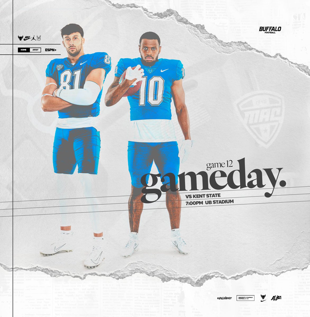 Senior Night

🏈vs. Kent State
📍UB Stadium
🕖7:00 pm
🎟️tinyurl.com/mr3wy9ps
💻espn.com/watch/player/_…
📻tinyurl.com/yaz458zu

#UBhornsUP🤘| #BullMarket📈