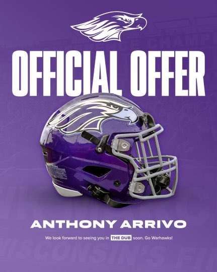 Anthony Arrivo (@anthonyarrivo25) on Twitter photo After an amazing conversation with <a href="/CoachTShields/">Tim Shields</a> I am humbled and blessed to receive an offer from the University of Winsconsin-Whitewater! Go Warhawks!@LWEastFootball <a href="/PrepRedzoneIL/">Prep Redzone Illinois</a> <a href="/EDGYTIM/">Timothy “EDGYTIM” OHalloran</a> After an amazing conversation with <a href="/CoachTShields/">Tim Shields</a> I am humbled and blessed to receive an offer from the University of Winsconsin-Whitewater! Go Warhawks!@LWEastFootball <a href="/PrepRedzoneIL/">Prep Redzone Illinois</a> <a href="/EDGYTIM/">Timothy “EDGYTIM” OHalloran</a>