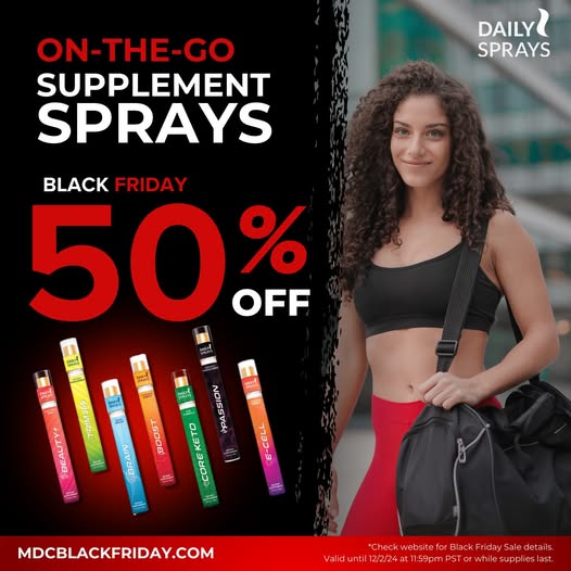 hempdoeswork's tweet photo. Black Friday Bonanza: 50% OFF Daily Sprays!
👉 Shop the sale: https://t.co/LgbFyyTzBR
#BlackFriday #MyDailyChoice #BlackFriday2024 #MDCMarketplace #DailySprays #hempworx #hempworxblackfriday #mdc #dailysprays #trim365 https://t.co/YZE2DLnUUD