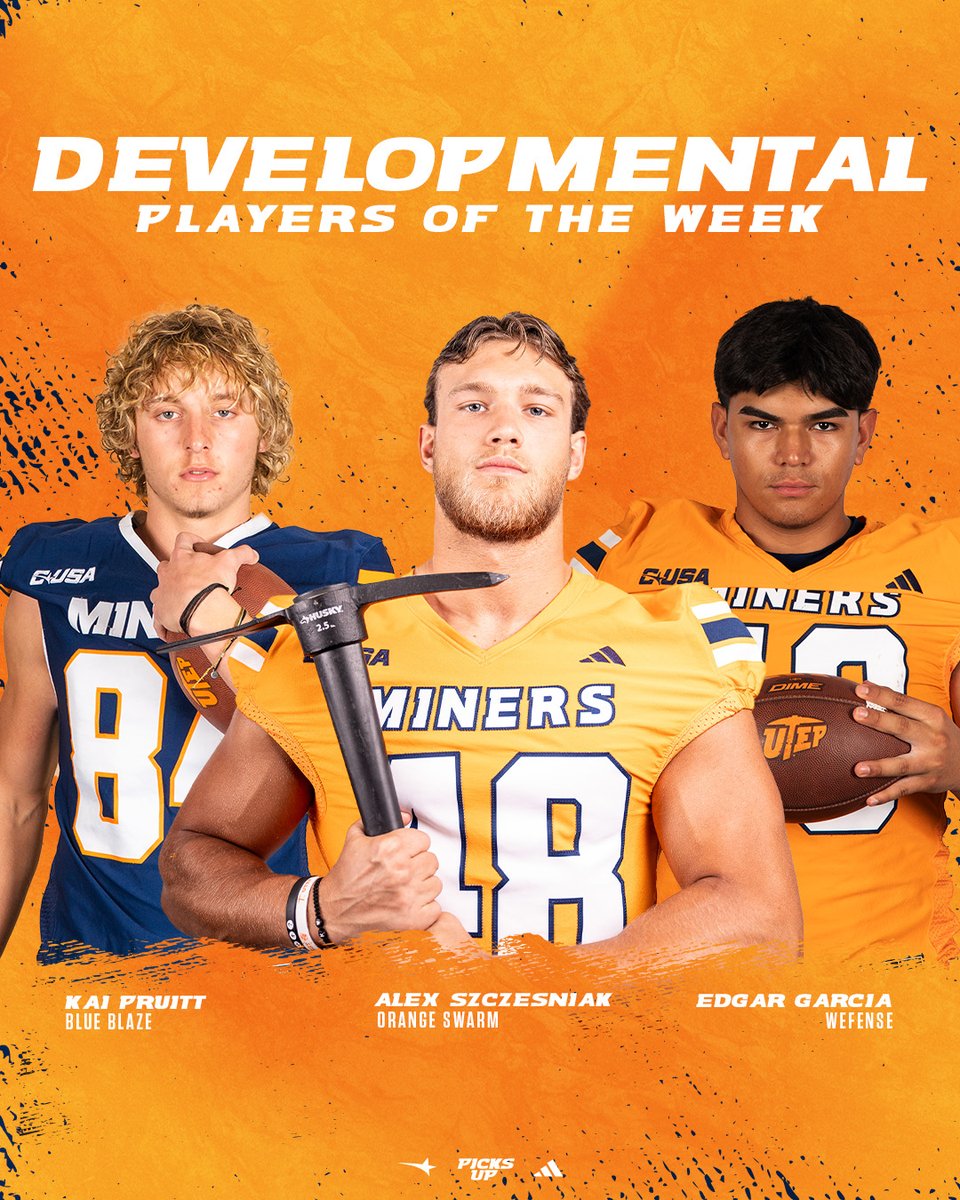 UTEPFB's tweet photo. 𝐖𝐞𝐞𝐤 𝟏𝟏: Developmental Players of The Week!⛏️ 

#PicksUp | #WinTheWest https://t.co/IV1h60WLna
