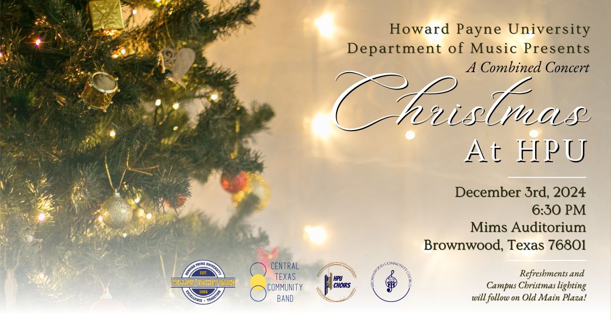 HPU invites you to a special "Christmas at HPU" concert next Tuesday at 6:30 p.m. in Mims Auditorium. We hope you can join us! buff.ly/3Z7ifXL