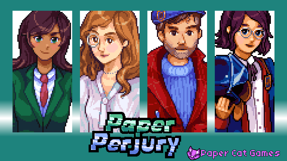 Papercatgames's tweet photo. Today marks 2 weeks before Paper Perjury launches on Steam! No more delays, it will come out December 9th https://t.co/N2j89KyTX4
