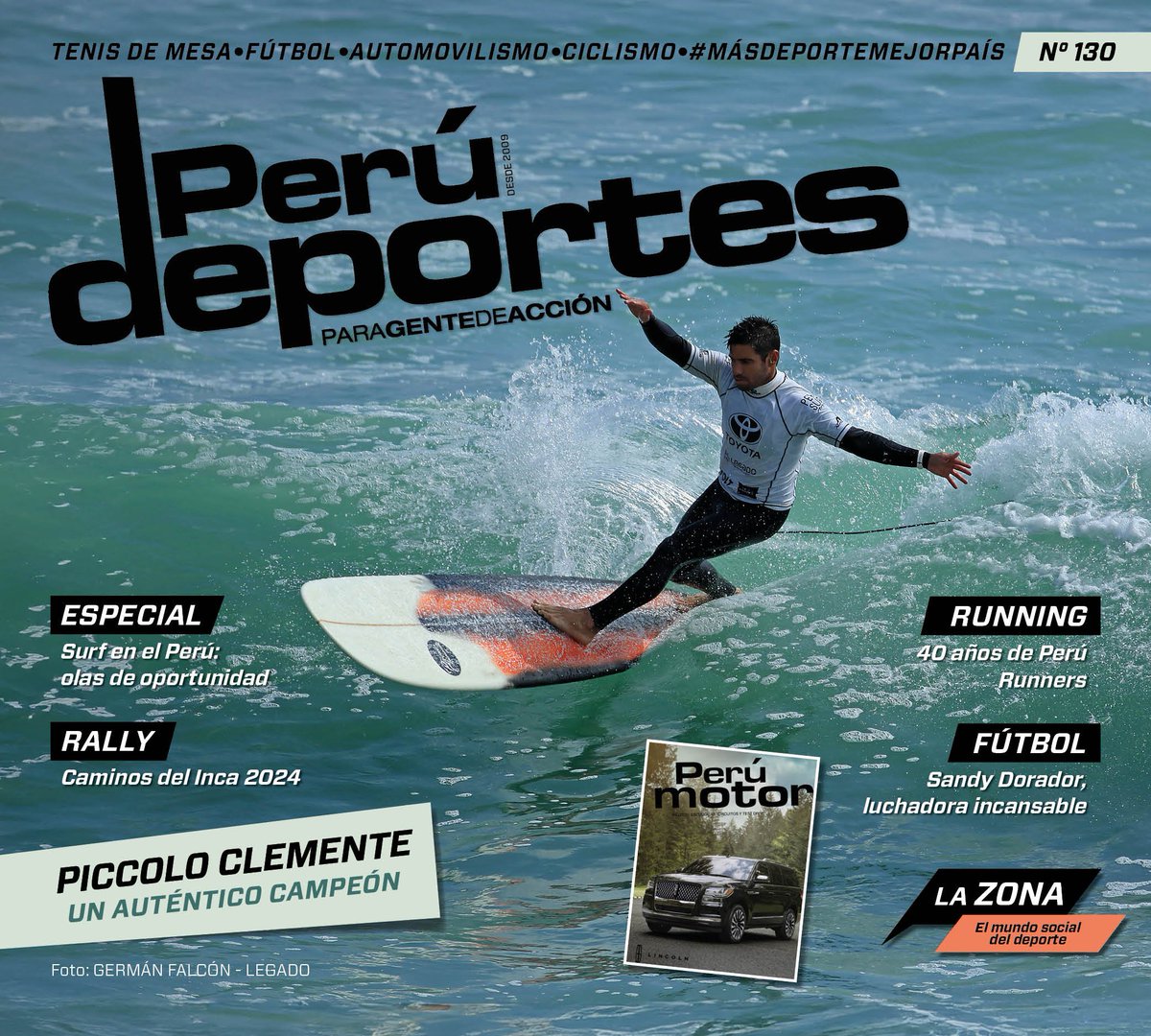 Perdeportes's tweet image. ¡Ya disponible la edición 130 de tu revista #PerúDeportes!

En este número: Piccolo Clemente 🏄, Daniela Campos 🏹, Dyer Racing Team 🏎️, Sandy Dorador  ⚽️, informe sobre los 40 años de #PeruRunners y mucho más. 

Disfrútala aquí 👇🏼 bit.ly/494SvQo

#MásDeporteMejorPaís 🇵🇪