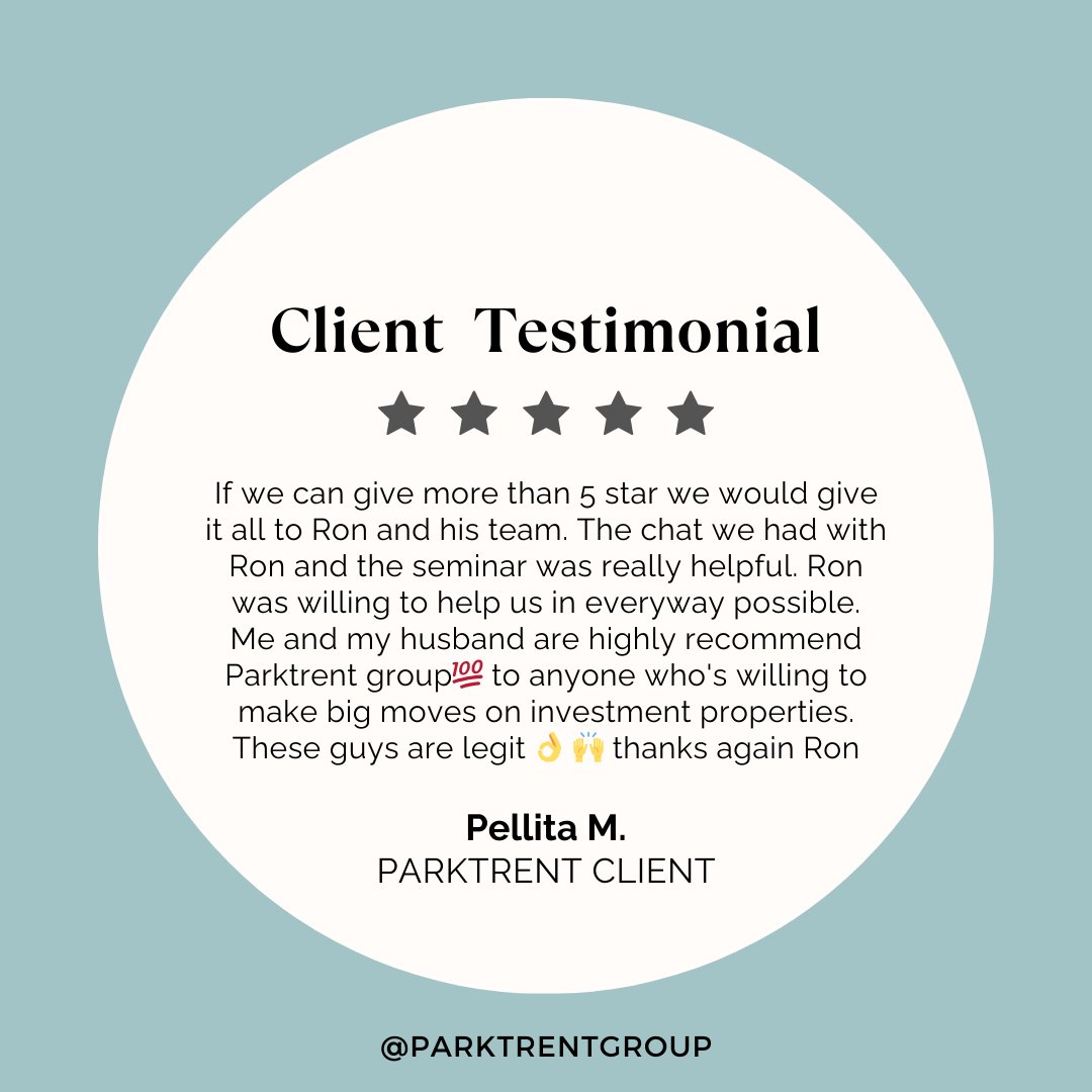 🌟 Another 5-star success story! 🌟

Congrats to Pellita and her husband, who joined our seminar and, with Ron’s help, are now on track with their investment journey. ⭐⭐⭐⭐⭐

Ready to start? Join our next seminar!

#SuccessStories #InvestmentJourney #PropertyInvestment