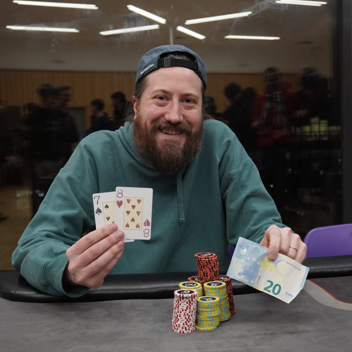 steveodwyer's tweet photo. I’m the king of student poker in Ireland. Last month the poker club at the University of Galway invited me to play and I finished 5th/70. Tonight I visited Dublin City University, the alma mater of @EasyWithAces. He put a €20 bounty on me and I came out on top of a field of 100. https://t.co/TO8XGlfKm2