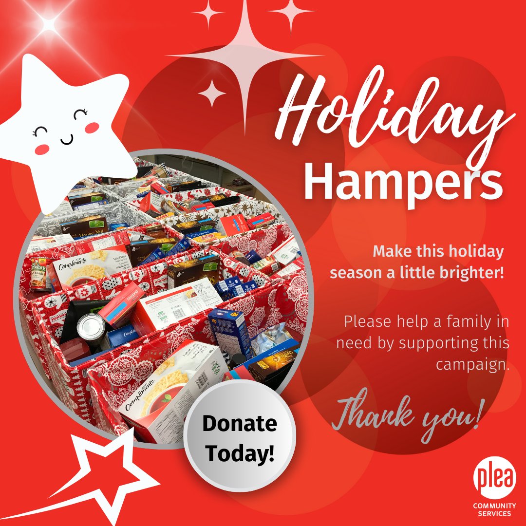 You still have time to help us reach our goal of helping 110 families in the Lower Mainland this holiday season by donating to our Holiday Hampers Campaign! Thanks for support!
For more info &amp; to donate: plea.ca/donate-to-plea…

#HolidayHampers #SeasonOfGiving #helpafamilyinneed