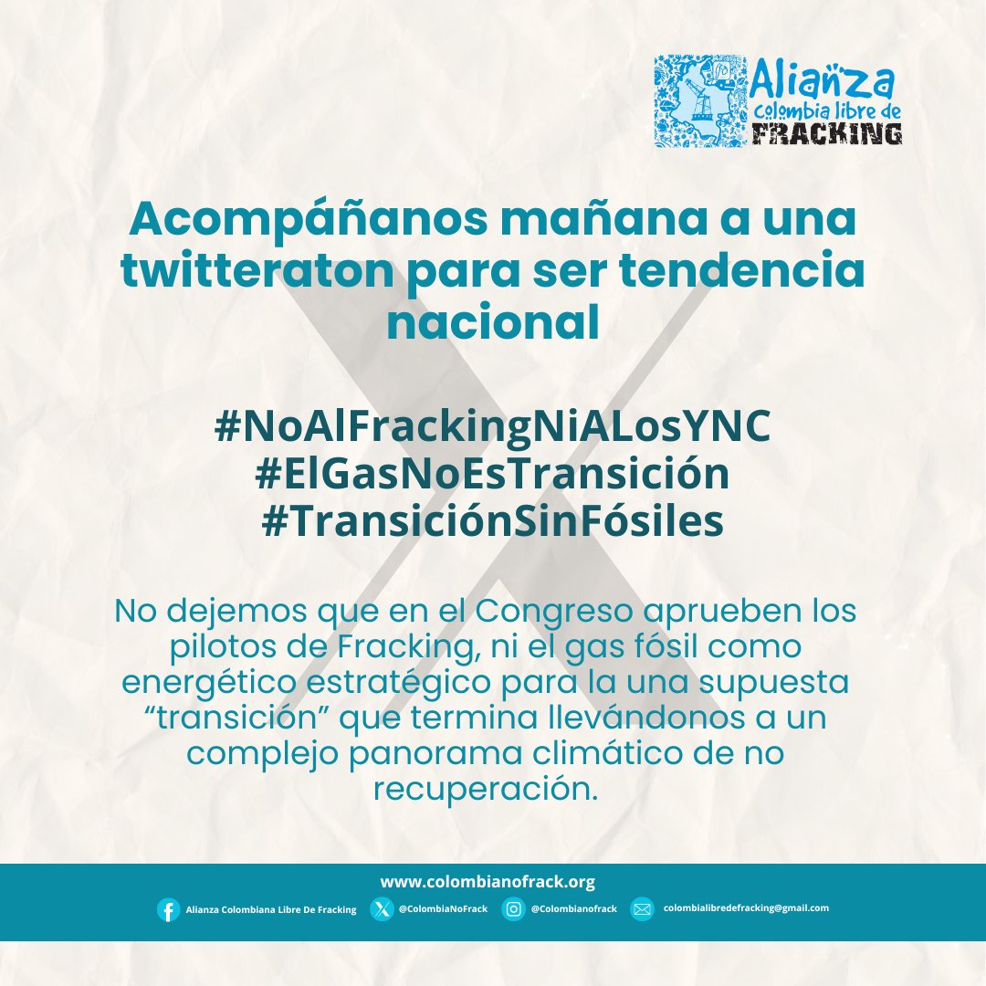 NoFrackingEnCol's tweet photo. 🚨¡Alerta ambiental!🌱
🔴#Comunidado
Disponible en nuestra página web.
https://t.co/0hIdbI7rqM
#ElGasNoEsTransición #NoAlFrackingNiALosYNC #ElFrackingNoVa #TransiciónSinFósiles https://t.co/6wP4pHHSbm