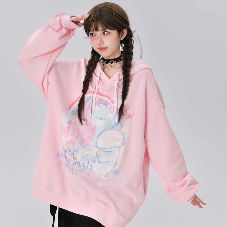FairyGirlDaily's tweet photo. Keep cozy and adorable in this Sweet Loose Pink Cartoon Bunny Print Hoodie! 🐰✨ Perfect for chilly times and adorable type. Get yours now: https://t.co/MfOh9qdlf6 #hoodie #bunny #style https://t.co/lhQZdfWKyQ