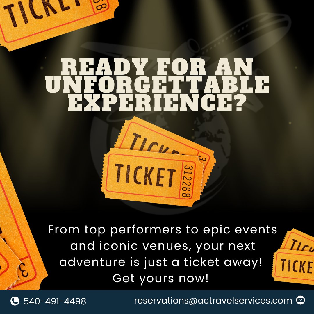 ACTRAVELSERVICE's tweet photo. 👉 Click the link to grab yours now!
Link here: https://t.co/TXAjWvNCGc
📞540-491-4498
✉reservations@actravelservices.com
@follow me @highlights #actravelservicesllc #UnforgettableExperiences #LiveTheMoment #EpicAdventures #EventVibes #TicketToFun #TopPerformers https://t.co/bFM8eRN5X3