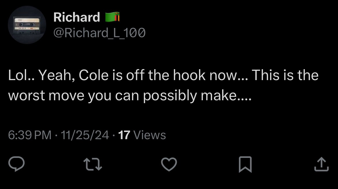 <a href="/Richard_L_100/">Richard 🇿🇲</a> 

NO. THE. FUCK. HE. ISN’T