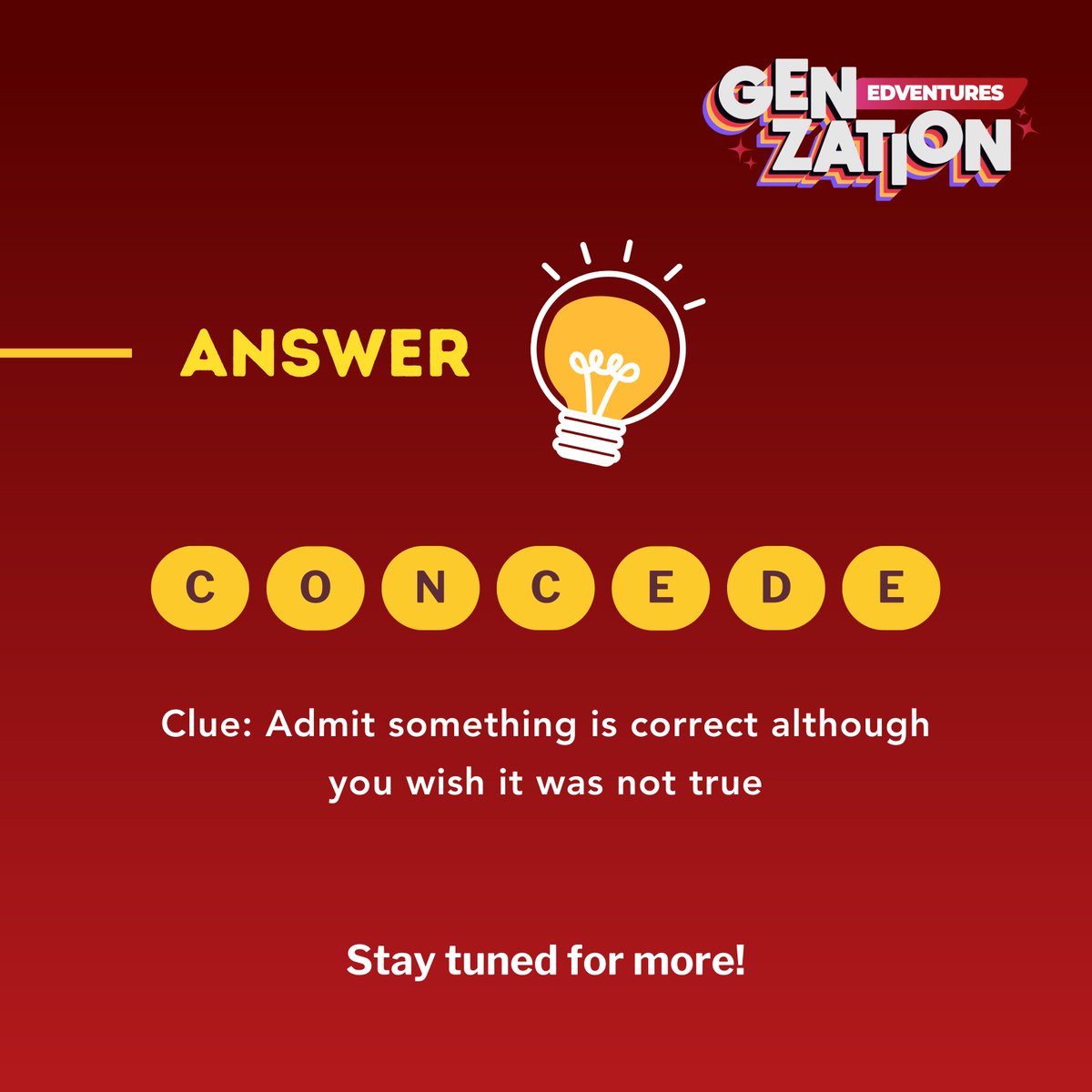 NST_Online's tweet photo. Here's the answer to yesterday's word jumble: Concede. Did you get it right? Let's see who's the next word wizard! 🧙🏻‍♂️

#NSTGenZationSeries #GenZationEdVentures #WordGame #WordJumbleAnswer https://t.co/EhD9CB4oKC
