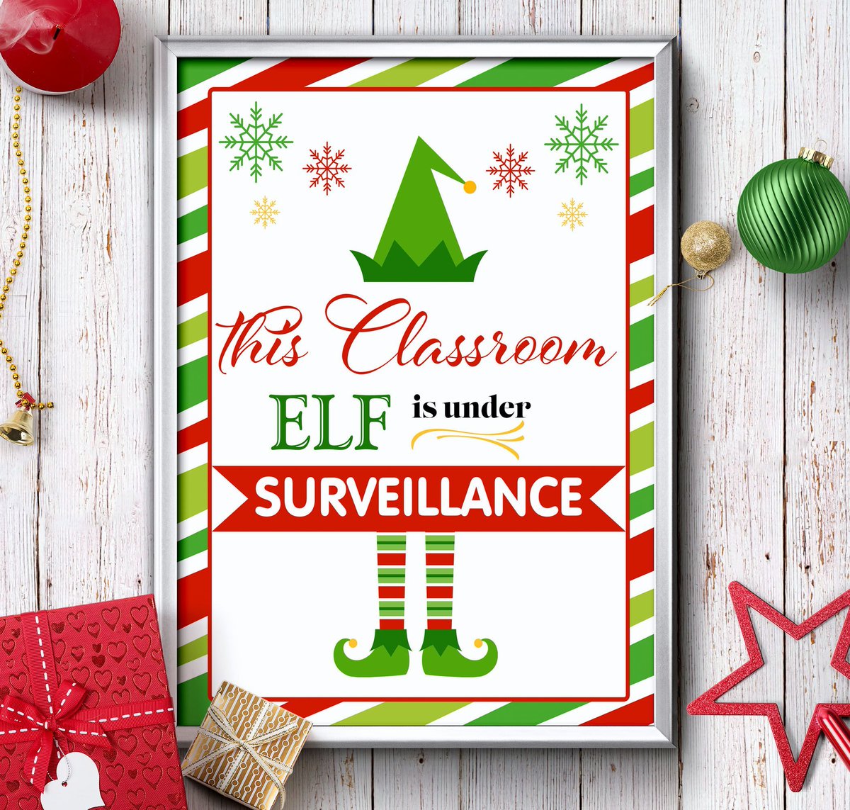DigiDownloads's tweet photo. #teachersofx, bring holiday cheer &amp; good behavior to your classroom with this “Elf is Under Surveillance” sign! Printable &amp; easy to display—perfect for your #elfontheshelf! Grab yours now: https://t.co/JLiccww6T3  #ChristmasClassroomDecor https://t.co/zrrBsRGKq9