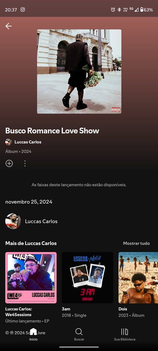 eu escutei hoje de manhã, fui escutar hoje de noite depois do trabalho e o álbum do luccas carlos caiu...?