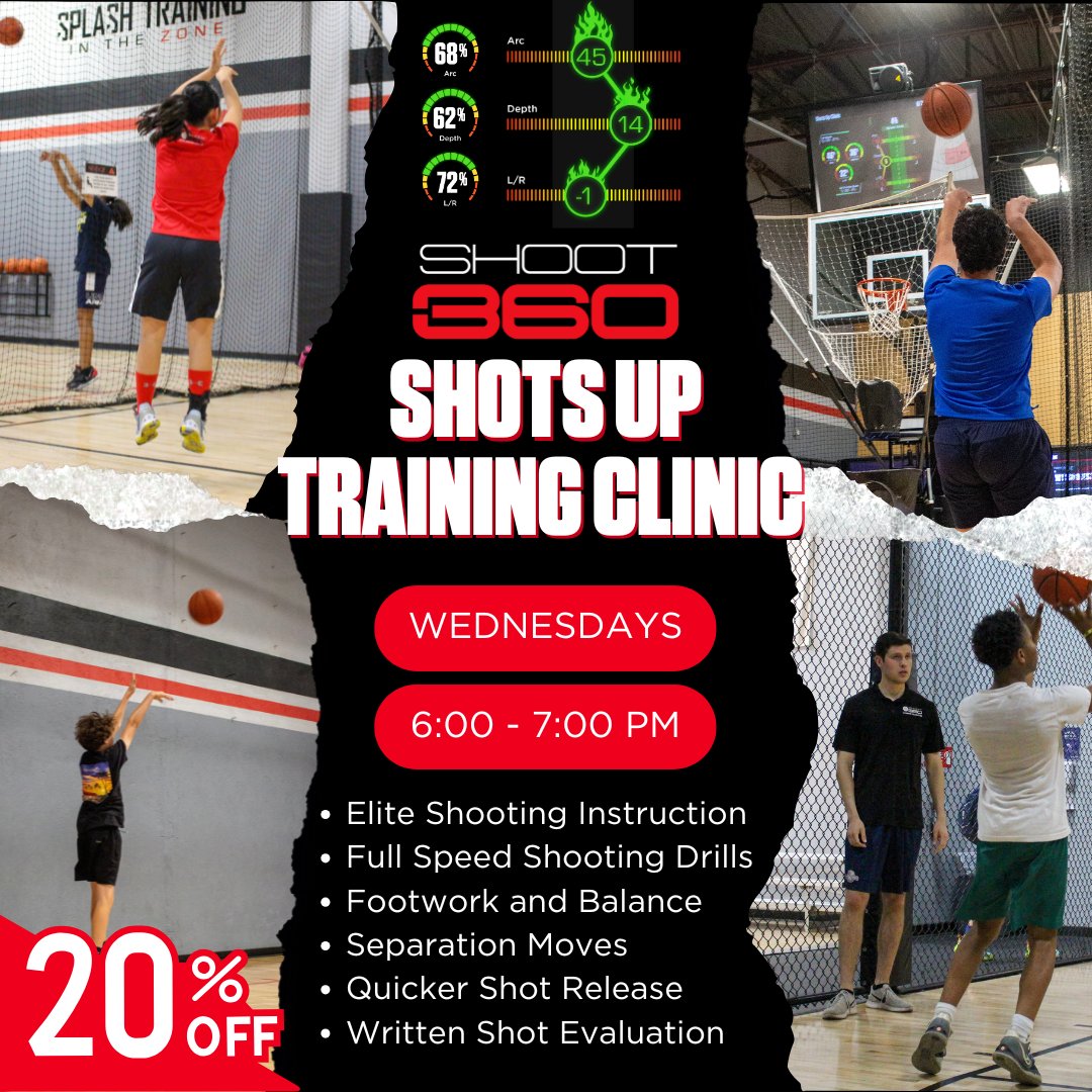 🔥 Take your shooting skills to the next level! Join our Shots Up Training Clinic every Wednesday for elite instruction, high-speed drills, and personalized feedback. 🏀

💥 Black Friday Deal: 20% OFF—Don’t miss this chance to improve your game!