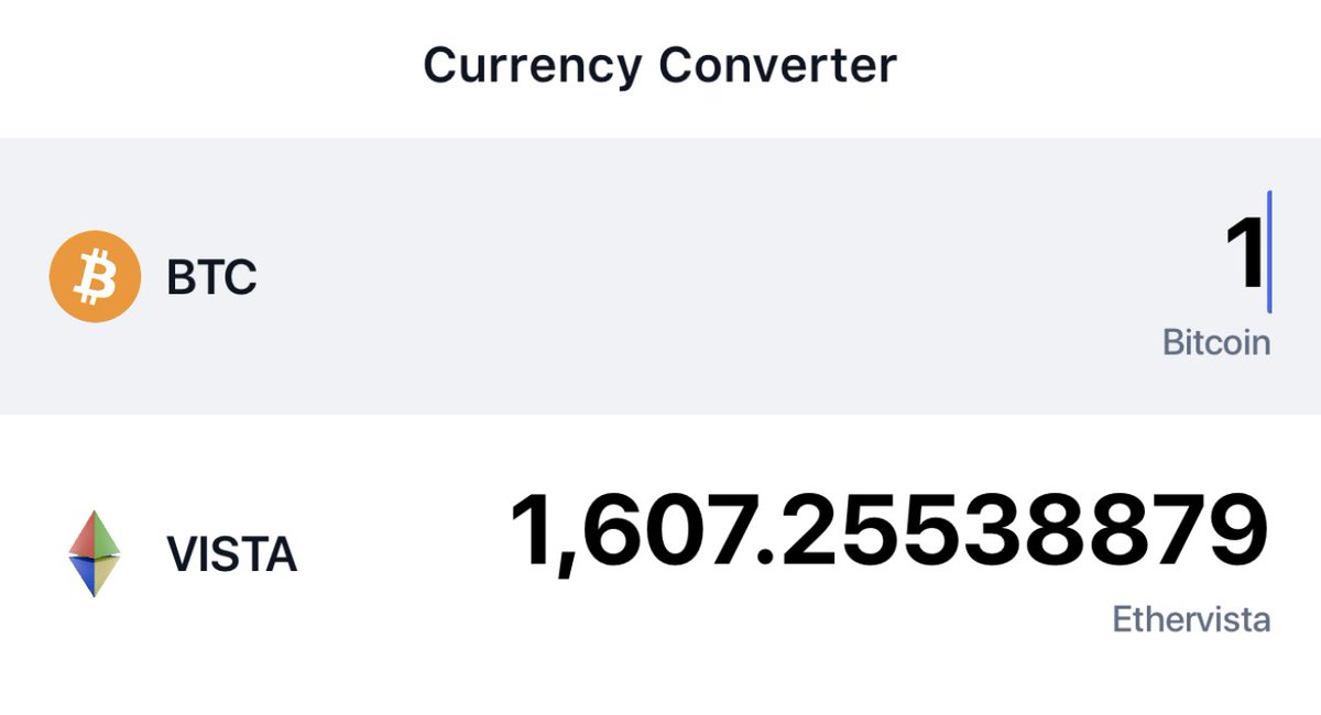 Update!🔔

Sell your $BTC and buy $VISTA 😉

Exchange Rate: 1 BTC = 1,607 VISTA

<a href="/ethervista/">Ethervista</a>