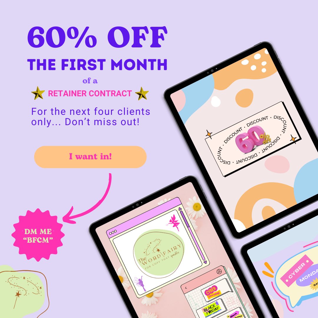artisque_'s tweet photo. My biggest announcement ever…

The Word Fairy 🧚🏼‍♀️ is open for business, and this year she’s popping her BF/CM cherry! 🍒

To celebrate, I’m running a Black Friday special

If you’re interested, DM me “BFCM” and I’ll share all the details✨

#Copywriter 
#BFCM 
#BlackFridayDeals https://t.co/JTeLCMObAH