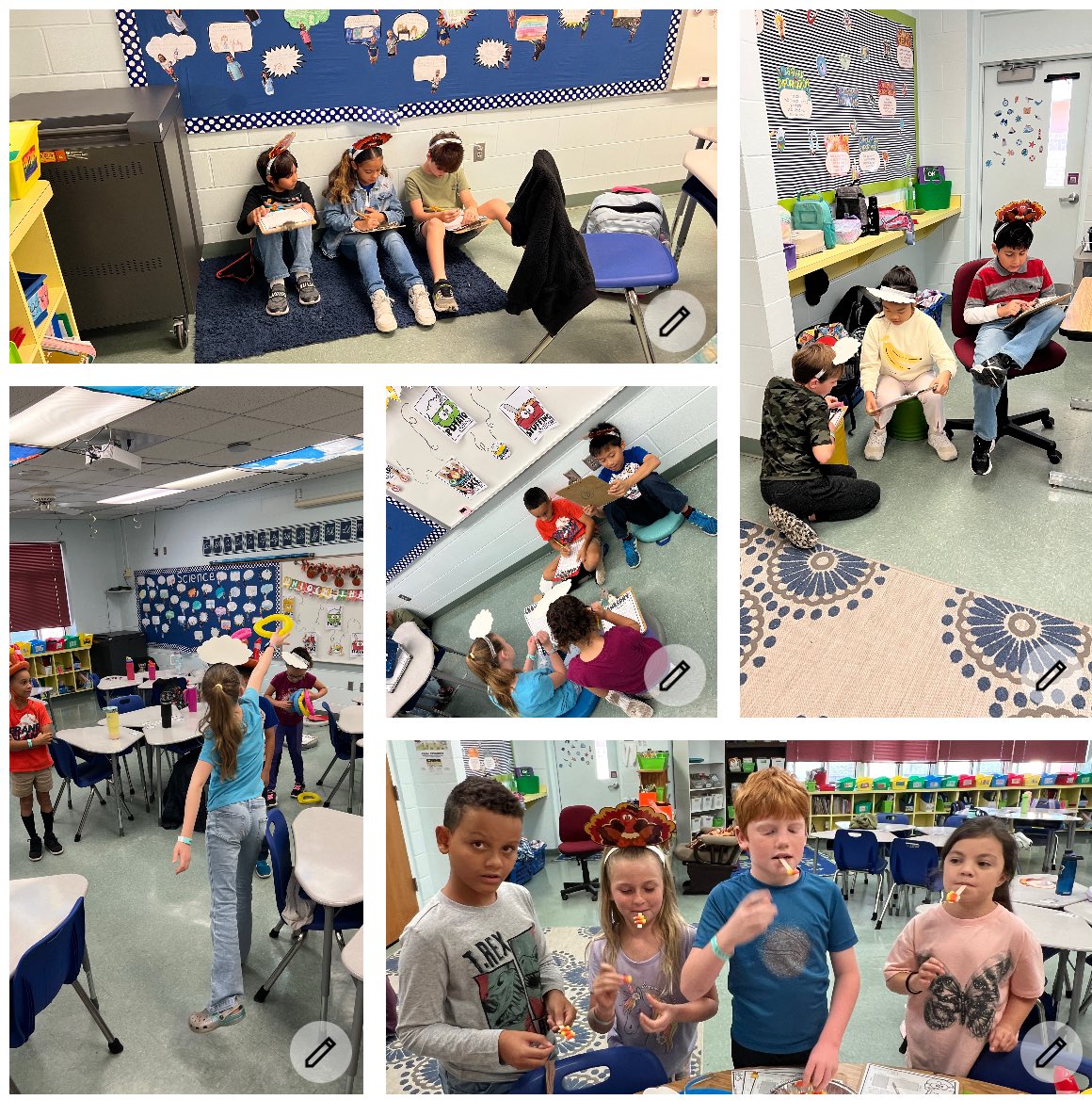 Mrs. Kiesel’s class did math problems in their respective groups, with fun “detours” throughout the challenge. The first team to complete all math challenges got to pie her in the face! It was sooo fun and engaging for all of her students⭐️🎉🩵