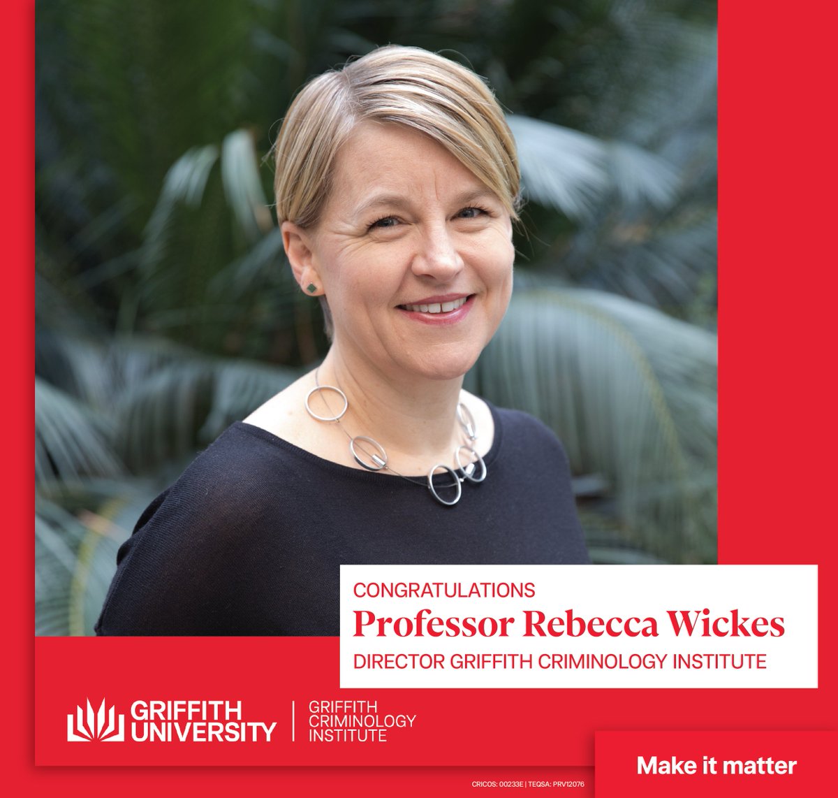 We are excited to welcome Professor Rebecca Wickes as GCI's new Director! A renowned criminologist, community researcher, and leader, Rebecca brings a wealth of expertise from her roles at MMIC, ANZSOC, ASC &amp; ACCS. Thank you, Prof. Jason Payne, for your outstanding leadership!