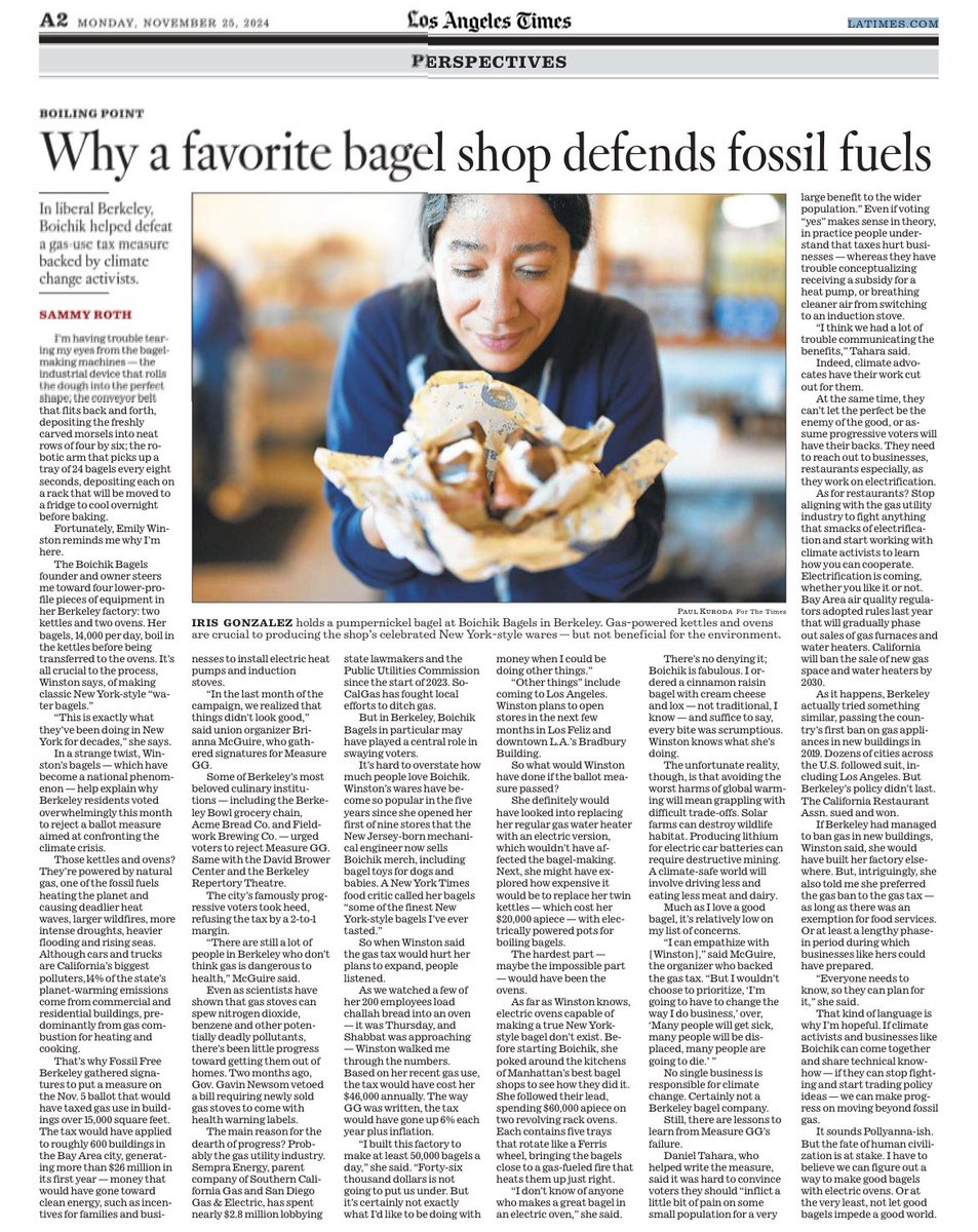 Sammy Roth (@sammy_roth) on Twitter photo In today’s <a href="/latimes/">Los Angeles Times</a>: My column on the beloved bagel shop that helped defeat a clean energy ballot measure in liberal Berkeley: latimes.com/environment/ne… In today’s <a href="/latimes/">Los Angeles Times</a>: My column on the beloved bagel shop that helped defeat a clean energy ballot measure in liberal Berkeley: latimes.com/environment/ne…