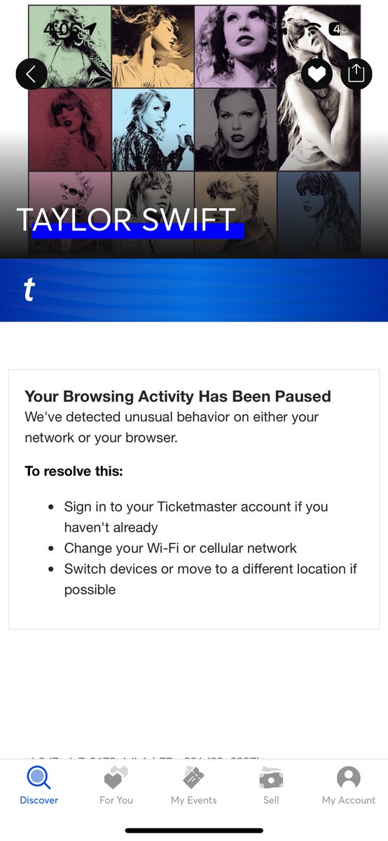 BigBlizz's tweet photo. Hey @Ticketmaster WTF is this? Been like this for a week. You’re making getting @taylorswift13 tix impossible #Ticketmaster #TaylorSwift #TheErasTour https://t.co/9kUV0HdLLW