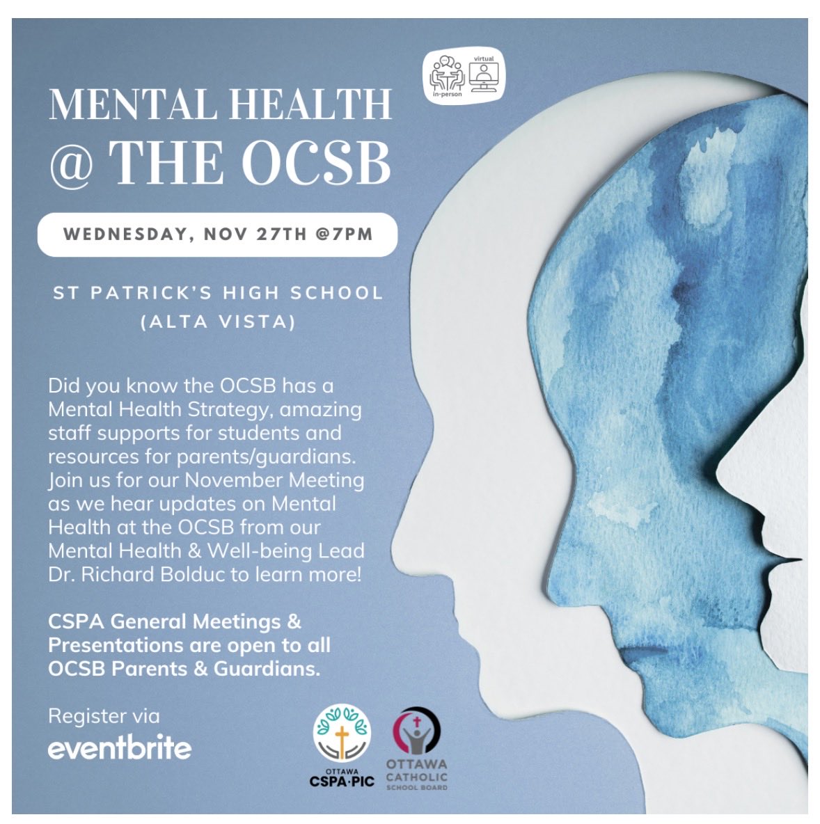 OCSB Mental Health and Well-Being (@ocsb_mentalhlth) on Twitter photo Join us on Wednesday evening <a href="/StPatricksOCSB/">St. Patrick's High School</a> for a discussion and review of our OCSB Mental Health and Well-Being Strategy and yearly action plan <a href="/OttCatholicSB/">Ottawa Catholic School Board</a> <a href="/OCSBSpecEd/">OCSBSpecEd</a> <a href="/ocsbequity/">@OCSBEquity</a> <a href="/OCSBelementary/">Student Success Elementary</a> <a href="/ocsbindigenous/">OCSB Indigenous Ed</a> Join us on Wednesday evening <a href="/StPatricksOCSB/">St. Patrick's High School</a> for a discussion and review of our OCSB Mental Health and Well-Being Strategy and yearly action plan <a href="/OttCatholicSB/">Ottawa Catholic School Board</a> <a href="/OCSBSpecEd/">OCSBSpecEd</a> <a href="/ocsbequity/">@OCSBEquity</a> <a href="/OCSBelementary/">Student Success Elementary</a> <a href="/ocsbindigenous/">OCSB Indigenous Ed</a>