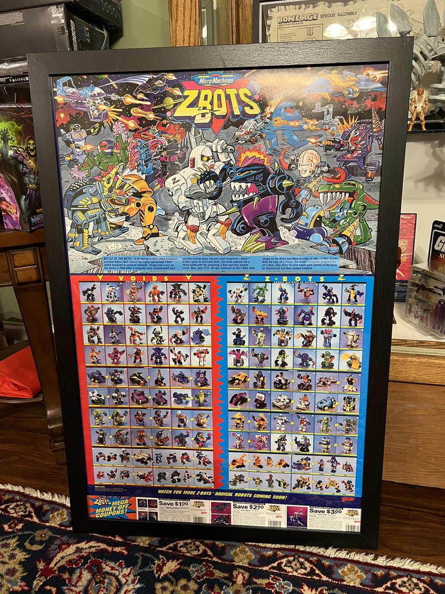 Toyhuntersholl2's tweet photo. Latest addition to our 80s/90s art collection, Zbots Collection mail away poster &amp; the coupons are attached! it came from a former Galoob employee. 

#zbots #90stoys #90skid #mailaway #galoob #90sposter #galoobzbots #voids #robots #mailawayposter #designedtodefend #madetomenace https://t.co/BSCBvPyf1f