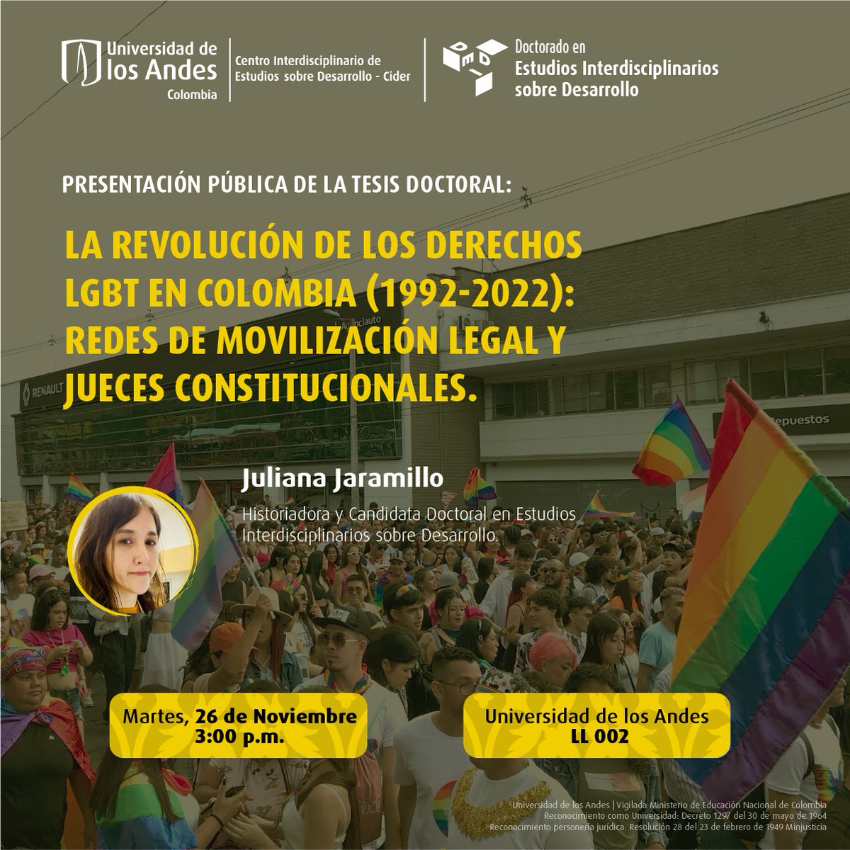 📢📷 Presentación pública de tesis doctoral: "La Revolución de los Derechos LGBT en Colombia (1992-2022): Redes de Movilización Legal y Jueces Constitucionales". 📷📷 📷 26 de nov. 📷#DerechosLGBT #TesisDoctoral #Colombia 📷 bit.ly/4fxAE7l 👉🏾