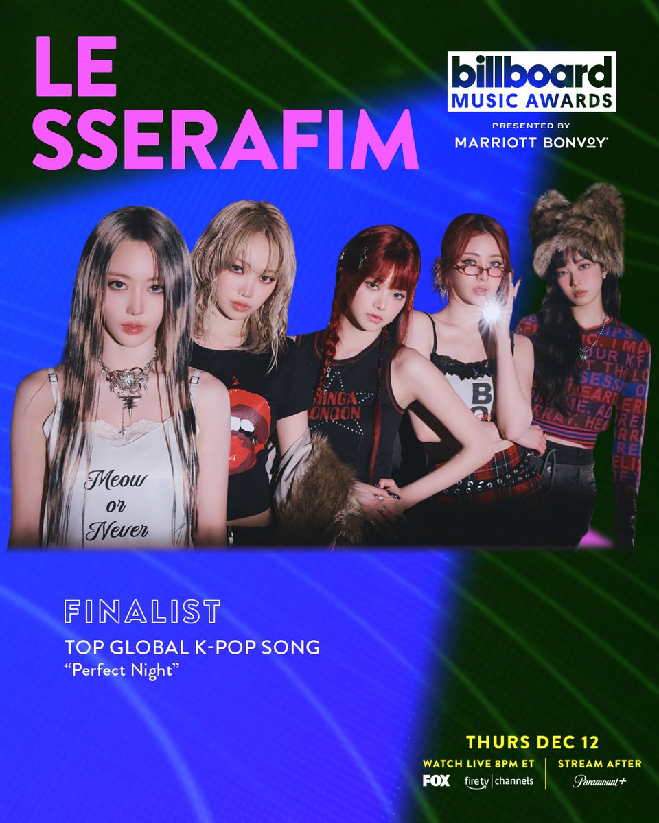 le_sserafim's tweet photo. It’s such an honor to be a finalist for the 2024 @BBMAs! Thank you, FEARNOT 💙

#LE_SSERAFIM #르세라핌
#Perfect_Night
#BBMAs https://t.co/4DjdJuFpB9
