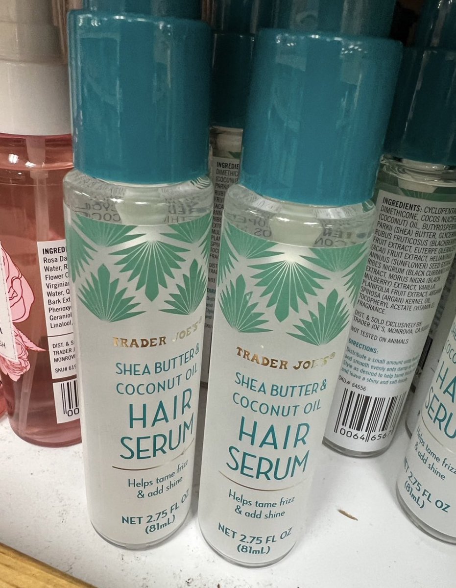 rikorin5420's tweet image. 今回のアメリカ土産も
#トレーダージョーズ 
に決まり🇺🇸
#TraderJoe&apos;s　

アロガンオイルに
シアバター&amp;amp;ココナッツの香りがするヘアセラム🥥