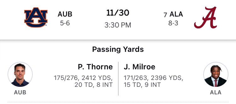Real_WarEagle's tweet photo. Payton Thorne is better than Jalen Milroe. https://t.co/9O2yra4ll8