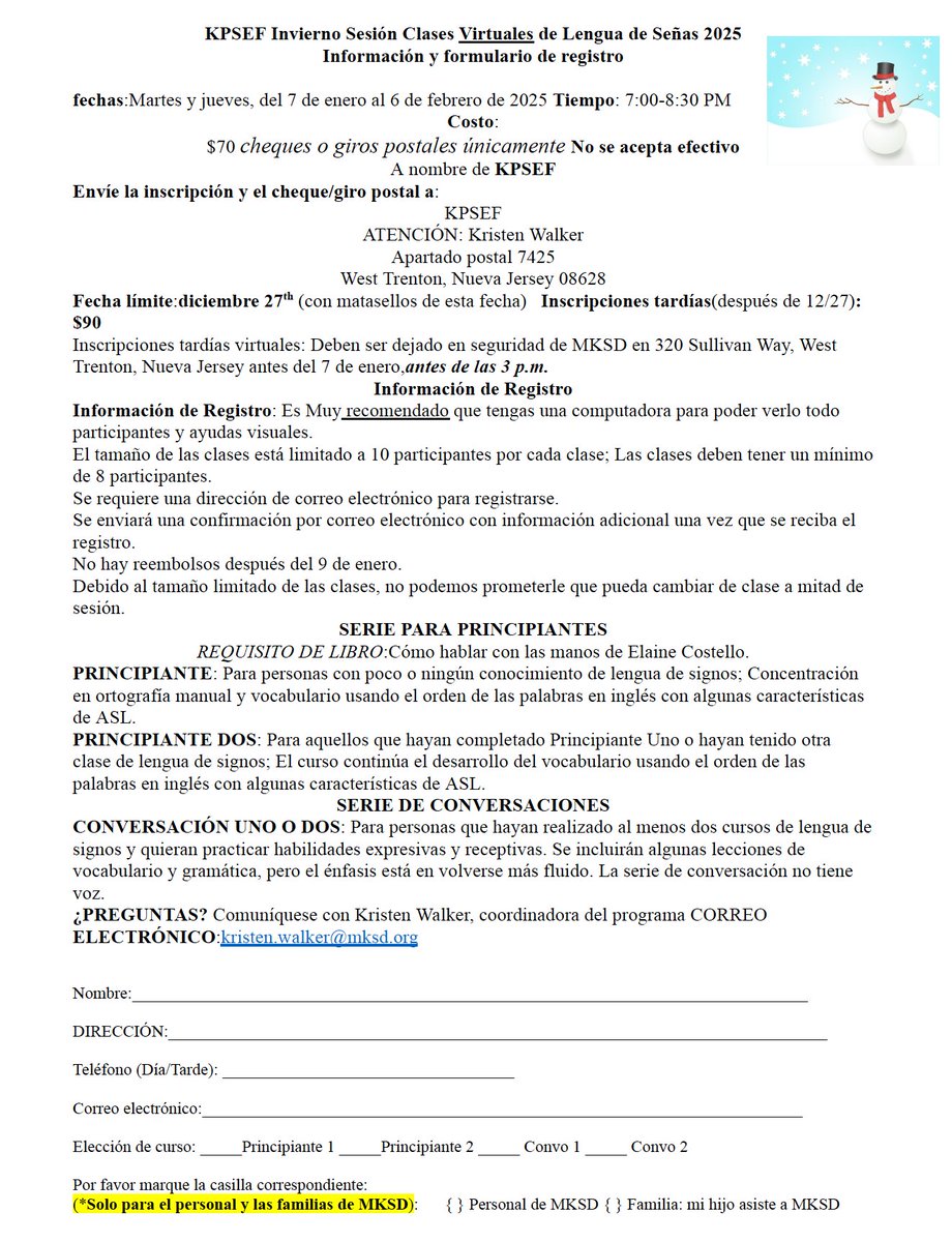 It is time to register for our winter Virtual Sign Language Classes. 🤟 #katzenbachschool