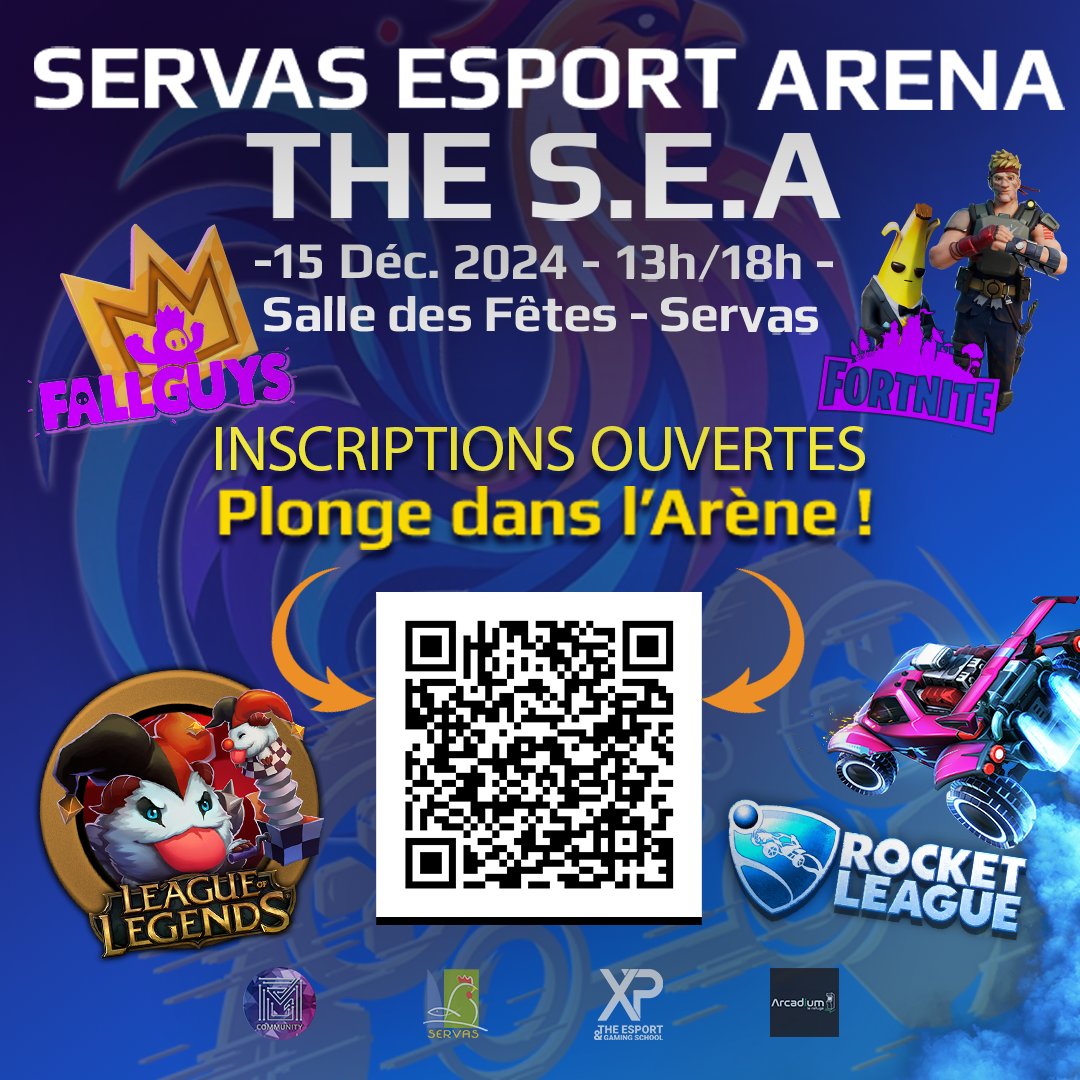 FMGCommunity's tweet image. 🎮 Inscrivez-vous à THE SEA !

#LoL (ARAM), #RocketLeague (BO3), #Fortnite, #FallGuys.
 Formez votre équipe (3 + 1 remplaçant).

 📍 15/12 à #Servas, salle des fêtes.
 👉 fb.me/e/6UVD579wn
 #Gaming #Esport
