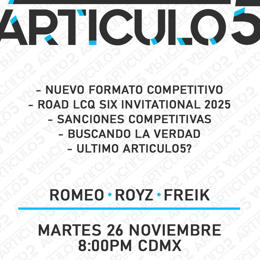 Royz_R6's tweet photo. ⚠️ ARTÍCULO 5- Edición Especial ⚠️
Nueva información sale a la luz 

(COMUNICADOS, DECLARACIONES Y ESPECULACIONES)

El podcast vuelve para tocar temas relevantes para la comunidad de R6 Latam

Posible último episodio?

🕗 20:00 hrs 🇲🇽
📺 https://t.co/74QiQ5S3sj https://t.co/ZljspfjRvp