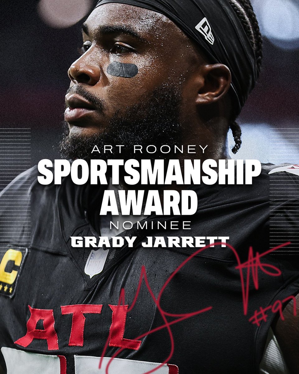 AtlantaFalcons's tweet photo. The Grady Way

Our 2024 Art Rooney Sportsmanship Award nominee 👏 https://t.co/ehOpTAjJYO